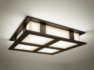ceiling lamp with wooden frame 3D Model
