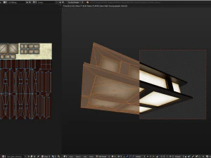ceiling lamp with wooden frame 3D Model
