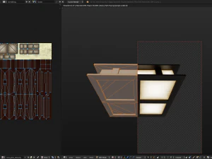 ceiling lamp with wooden frame 3D Model