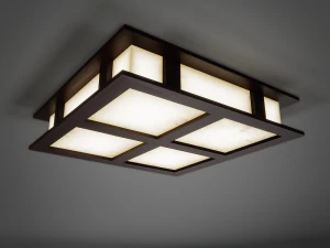 ceiling lamp with wooden frame 3D Model