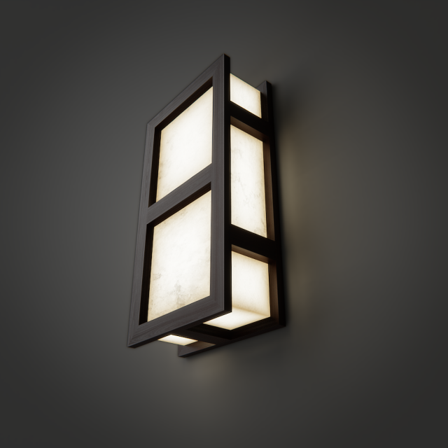 wall lamp with wooden frame 3D Model .c4d .max .obj .3ds .fbx .stl .blend 