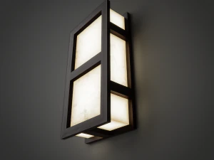 Wandleuchte mit Holzrahmen 3D Modell