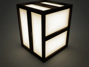 table lamp with wooden frame 3D Model