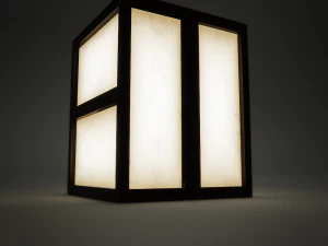 table lamp with wooden frame 3D Model