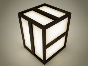 table lamp with wooden frame 3D Model