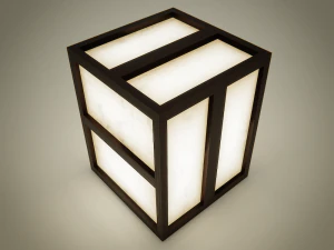 table lamp with wooden frame 3D Model