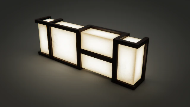 stylized large table lamp with wooden frame 3D Model .c4d .max .obj .3ds .fbx .stl .blend 