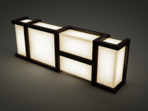 stylized large table lamp with wooden frame 3D Model