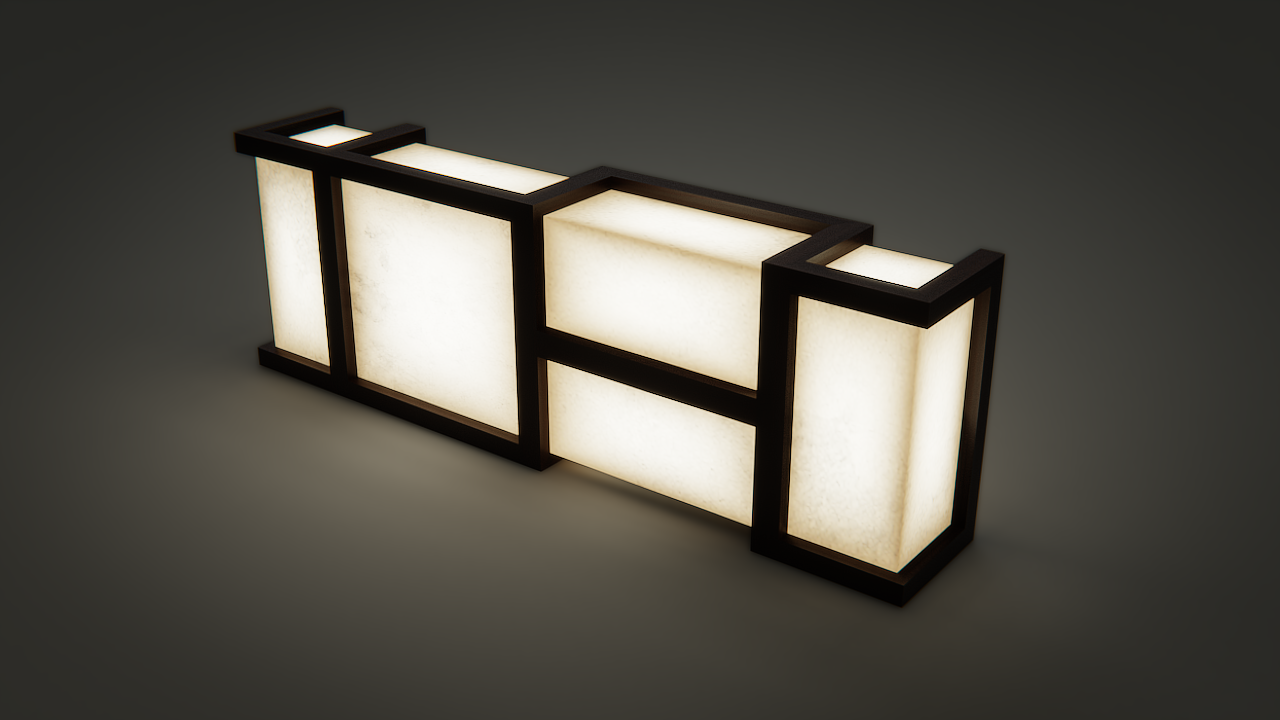 Stylized Large Table Lamp With Wooden Frame 3d Model In Ceiling