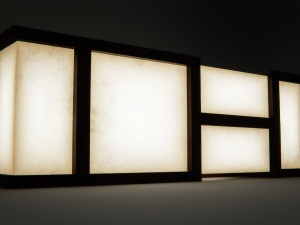 stylized large table lamp with wooden frame Model 3D