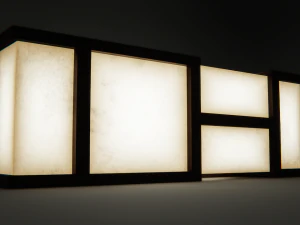 stylized large table lamp with wooden frame 3D Model