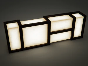 stylized large table lamp with wooden frame 3D Model