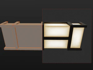 stylized large table lamp with wooden frame 3D Model