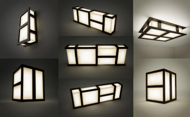 colection lamp with wooden frames 3D Model .c4d .max .obj .3ds .fbx .stl .blend 
