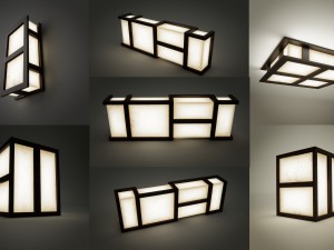 colection lamp with wooden frames 3D Model