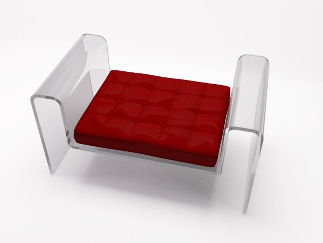 glass chair with leather pillow 3D Model .c4d .max .obj .3ds .fbx .stl .blend 