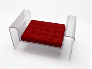 glass chair with leather pillow 3D 모델