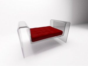 glass chair with leather pillow 3D Model