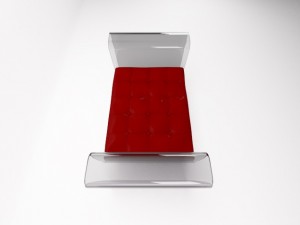 glass chair with leather pillow 3D Model