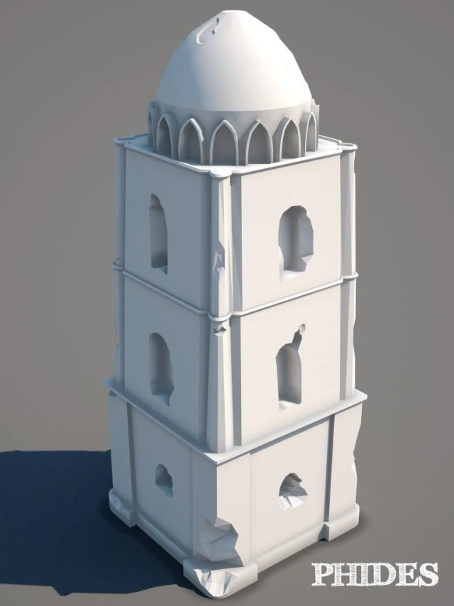 ancient tower ruins low poly untextured 3D Model .c4d .max .obj .3ds .fbx .stl .blend 