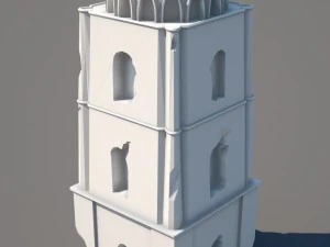 ancient tower ruins low poly untextured 3D Model