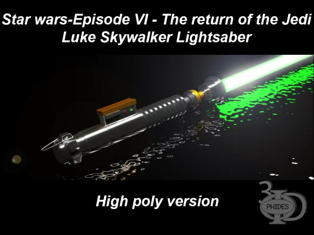 luke lightsaber high poly 3D Model .c4d .max .obj .3ds .fbx .stl .blend 