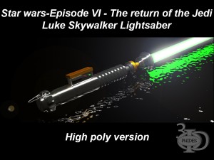 luke lightsaber high poly 3D Model