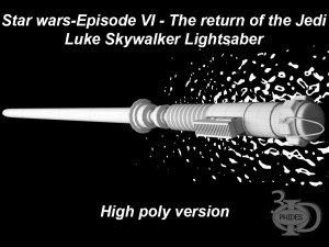 luke lightsaber high poly Modèle 3D