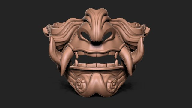 Traditional Japanese Mask 3D Print Model .c4d .max .obj .3ds .fbx .stl .blend 