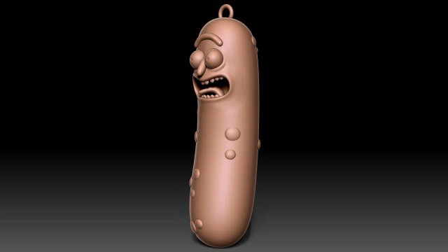 Pickle Rick keychain 3D Print Model .c4d .max .obj .3ds .fbx .stl .blend 