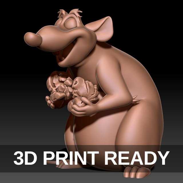 Rat 3D print model 3D Baskı Modeli .c4d .max .obj .3ds .fbx .stl .blend 