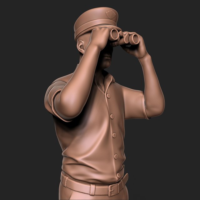 Captain man with binoculars 3D Print Model .c4d .max .obj .3ds .fbx .stl .blend 