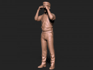 Captain man with binoculars 3D Print Model