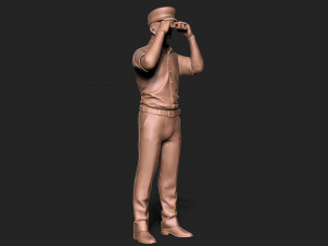 Captain man with binoculars 3D Print Model