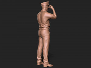 Captain man with binoculars 3D Print Model