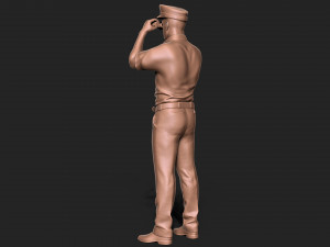 Captain man with binoculars 3D Print Model