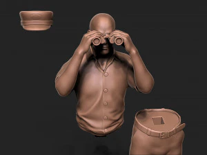 Captain man with binoculars 3D Print Model