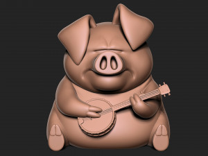 Pig with banjo 3D-Druckmodell