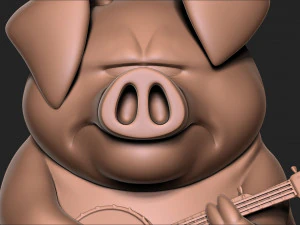 Pig with banjo 3D Print Model