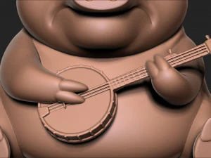 Pig with banjo 3D Print Model