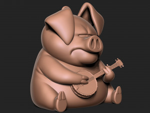 Pig with banjo keychain 3D Baskı Modeli