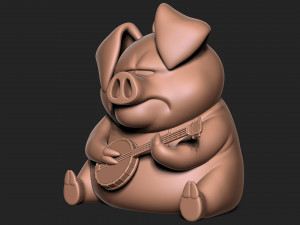 Pig with banjo keychain 3D Baskı Modeli
