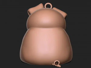 Pig with banjo keychain 3D Print Model