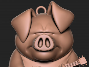 Pig with banjo keychain 3D Baskı Modeli
