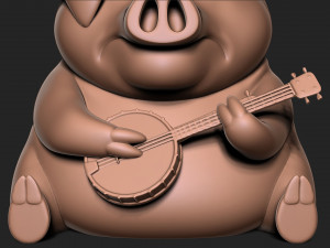 Pig with banjo keychain 3D Baskı Modeli