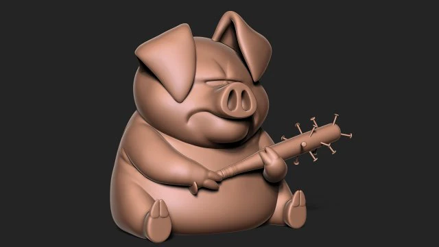 Angry pig 3D Print Model .c4d .max .obj .3ds .fbx .stl .blend 