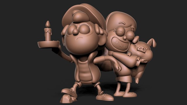 Dipper and Mabel Pines Gravity Falls 3D Принт Модель .c4d .max .obj .3ds .fbx .stl .blend 