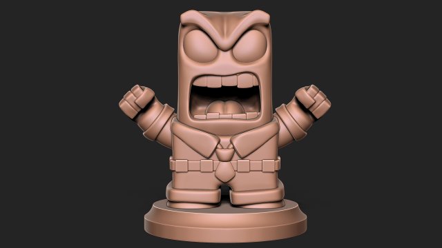 Anger sculpture for 3d printing cartoon Inside out with base 3D Print Model .c4d .max .obj .3ds .fbx .stl .blend 