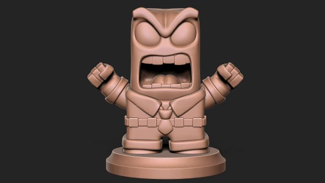 Anger sculpture for 3d printing cartoon Inside out with base 3D Print Model .c4d .max .obj .3ds .fbx .stl .blend 