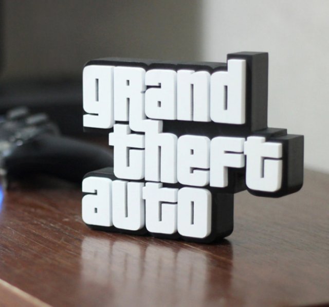 GTA LOGO Modello di stampa 3D .c4d .max .obj .3ds .fbx .stl .blend 